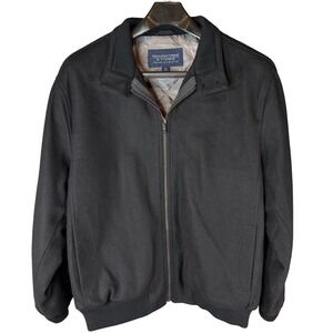 Roundtree & Yorke Mens Wool Blend Black Bomber Jacket with Quilted Lining XL NWT